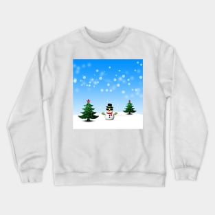 Cool Snowman and Sparkly Christmas Trees Crewneck Sweatshirt